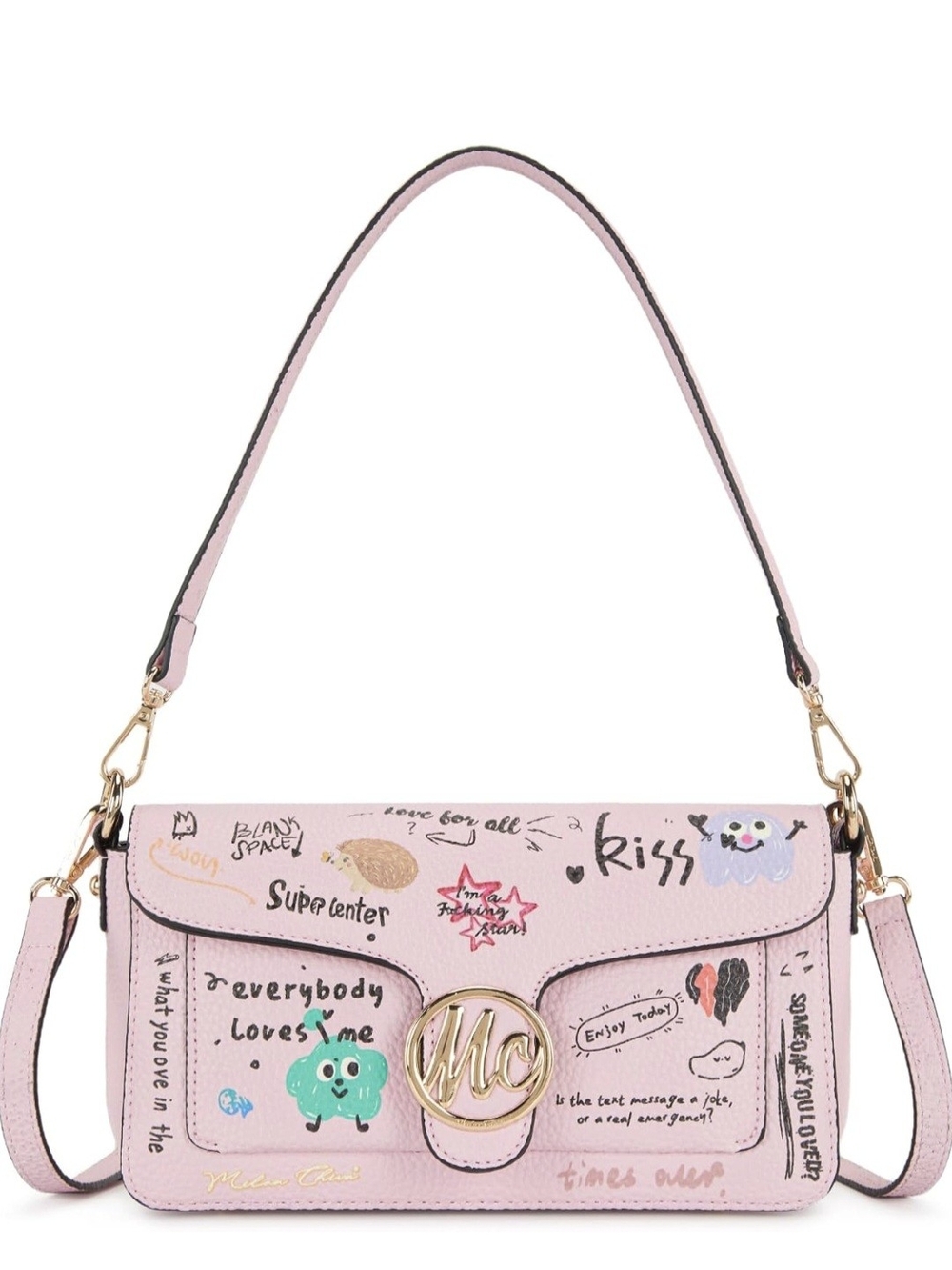 MILAN CHIVA Pink Graffiti Convertible Shoulder Bag